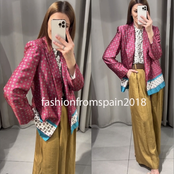 BNWT! Zara Printed satin blazer - Picture 1 of 7